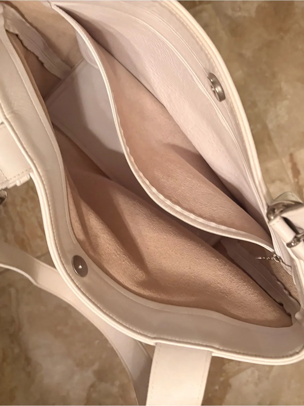Classic Coach White Leather Tote Bag